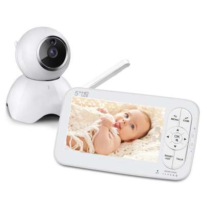 2019 New 5 inch LCD 720P PTZ audio nanny cameraTemperature detection night vision  Lullaby baby video monitor