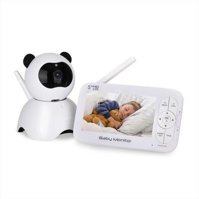 Pan Angle 355 Night Vision Support 5" LCD Screen 2-Way Talk Baby Video Monitor with Temperature Sensor