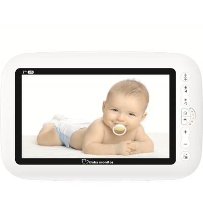 7'' HD LCD Wide View Digital Split Screen Temperature Monitoring Wireless Video Baby Monitor 720P With Night Vision