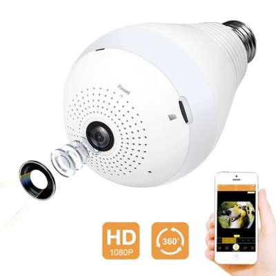 Mini Panoramic FishEye Security CCTV Camera Wifi P2P Motion Detection Bulb Camera IP